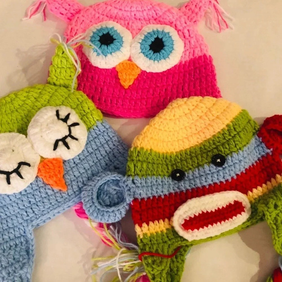 NEW CROCHET HAT PINK OWL 3 5 years - Picture 3 of 4